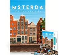 1000-piece Puzzle for Adults Amsterdam Premium Cut Play Smart Mind Activity Peace Fun Time Birthday Art Play (50x75cm)