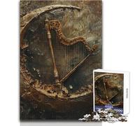 1000-piece Puzzle for Adults Ancient Harp Hieroglyph Educational Family Game Precision Cutting Gift For Birthdays Size 38x26cm