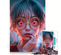1000-piece Puzzle for Adults Anime Girl with Red Eyes Precise Cut Art Thinking Game Play Leisure Time Fun Birthday Art Play (50x75cm)