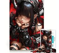 1000-piece Puzzle for Adults Anime Girl with Red Eyes Waifu Premium Cut Play Smart Mind Activity Peace Fun Time Birthday Art Play (38x26cm)