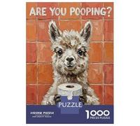 1000 Piece Puzzle for Adults, Are You Pooping Llama Bathroom Art Artwork, Premium Puzzle Challenge, Festive Season Fun, Durable Puzzle Pieces, 38x26cm/1000pcs
