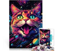 1000 Piece Puzzle For Adults Art Psychedelic Cat learning educational puzzle 26x38cm Challenging Game and Family Play for teenager Age 14+