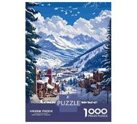 1000 Piece Puzzle for Adults, Aspen Snowmass Ski Resort Artwork, Mindfulness Activity, Seasonal Gift Choice, Durable Puzzle Pieces, 70x50cm/1000pcs