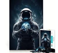 1000-piece Puzzle for Adults Astronaut Holds The World Premium Cut Play Smart Mind Activity Peace Fun Time Birthday Art Play (50x75cm)