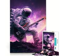 1000-piece Puzzle for Adults Astronaut Playing Guitar Precise Cut Art Thinking Game Play Leisure Time Fun Birthday Art Play (38x52cm)