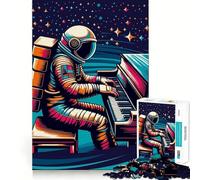 1000-piece Puzzle for Adults Astronaut Plays Piano Wpap Premium Cut Play Smart Mind Activity Peace Fun Time Birthday Art Play (38x52cm)