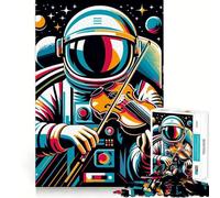 1000-piece Puzzle for Adults Astronaut Plays Violin Precise Cut Art Thinking Game Play Leisure Time Fun Birthday Art Play (50x75cm)