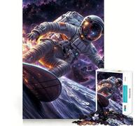 1000-piece Puzzle for Adults Astronaut Surfing in Space Premium Cut Play Smart Mind Activity Peace Fun Time Birthday Art Play (50x75cm)