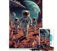 1000-piece Puzzle for Adults Astronauts Exploring Alien Planet Landscape Premium Cut Play Smart Mind Activity Peace Fun Time Birthday Art Play (38x52cm)