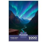 1000 Piece Puzzle For Adults Aurora Borealis over Mountain River Valley Adult Jigsaw Puzzle Relaxing Games Birthday Present Deal As Gifts for The Whole Family 70x50cm/1000pcs