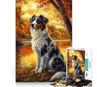 1000-piece Puzzle for Adults Autumn Dog by River Premium Cut Play Smart Mind Activity Peace Fun Time Birthday Art Play (38x26cm)