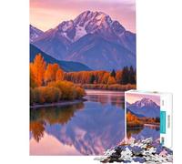 1000-piece Puzzle for Adults Autumn Mountains at Lake Nature Jigsaw Puzzle 1000 Educational Toy Perfect Decoration Challenging Game And Family Play (38x26cm)