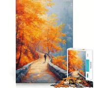 1000-piece Puzzle for Adults Autumn Path Premium Cut Play Smart Mind Activity Peace Fun Time Birthday Art Play (38x52cm)