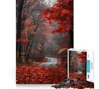 1000-piece Puzzle for Adults Autumn Road Through Forest Premium Cut Play Smart Mind Activity Peace Fun Time Birthday Art Play (38x26cm)