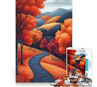 1000 Piece Puzzle For Adults Autumn Road Through Hills, Impossible Game, Staycation Kill Time, Birthday Present,Travel Gifts, 38x52cm