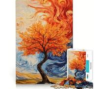 1000-piece Puzzle for Adults Autumn Tree Painting Precise Cut Art Thinking Game Play Leisure Time Fun Birthday Art Play (38x52cm)
