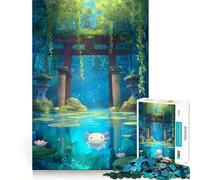1000-piece Puzzle for Adults Axolotl in A Japanese Garden Pond Premium Cut Play Smart Mind Activity Peace Fun Time Birthday Art Play (38x26cm)