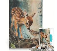 1000 Piece Puzzle For Adults Baby Deer And Bird, Impossible Game, Staycation Kill Time, Birthday Present,Travel Gifts, 38x52cm