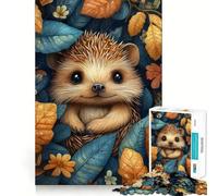 1000-piece Puzzle for Adults Baby Hedgehog In Autumn Leaves Premium Cut Play Smart Mind Activity Peace Fun Time Birthday Art Play (38x26cm)