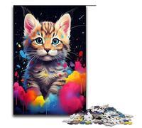 1000 Piece Puzzle For Adults Baby Lynx Is Surrounded by SplattersLots of Coloured Game Puzzles for Is Ideal As A Gift for The Whole Family 75x50cm