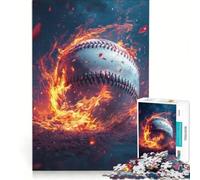 1000 Piece Puzzle For Adults Baseball on Fire, Brain Teaser Game, Difficult Hard, Improving Love between Couples 38x52cm