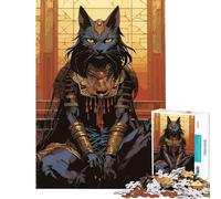 1000-piece Puzzle for Adults Bastet Egyptian Goddess Brain Intelligence Challenge Addictive Toys Family Games Wall Decoration Funny Gifts (Size 38x26cm)