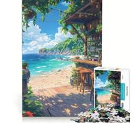 1000 Piece Puzzle For Adults Beach Bar Sea Summer Anime, Brain Teaser Game, Difficult Hard, Improving Love between Couples 38x52cm