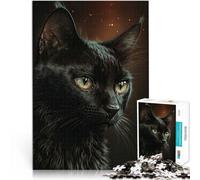 1000-piece puzzle for adults Beautiful Black Cat Made of wood for age 14+ Play toys because it is ideal as a gift for the whole family。size：50x75cm/19.68x29.52inch