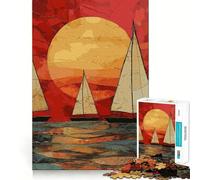 1000-piece Puzzle for Adults Beautiful Sailboats at Sunset Sharp Cut Art Creative Skill Toy Idle Time Game Christmas Calm Gift (50x75cm)