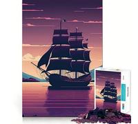 1000-piece Puzzle for Adults Beautiful Sailing Ship Sharp Cut Art Creative Skill Toy Idle Time Game Christmas Calm Gift (38x26cm)