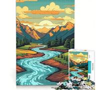 1000 Piece Puzzle For Adults Beautiful Valley Mountain, Brain Teaser Game, Difficult Hard, Improving Love between Couples 50x75cm