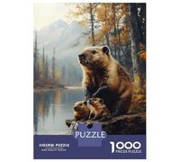 1000 Piece Puzzle for Adults, Beaver Family by The Autumn Lake Artwork, Challenging Brain Teaser, for Puzzle Lovers, Precision Cut Pieces, 70x50cm/1000pcs