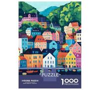 1000 Piece Puzzle For Adults Bergen, Norway Cityscape Adult Jigsaw Puzzle Relaxing Games Birthday Present Deal As Gifts for The Whole Family 52x38cm/1000pcs