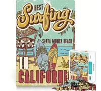 1000-piece Puzzle for Adults Best Surfing in California Sharp Cut Art Creative Skill Toy Idle Time Game Christmas Calm Gift (38x52cm)