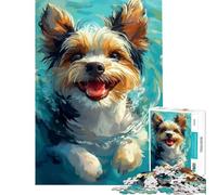 1000-piece Puzzle for Adults Biewer Yorkshire Terrier Swimming Fun Activities at Home Difficult Hard Impossible Game Suitable for Ages 14 And Up (38x52cm)