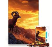 1000-piece Puzzle for Adults Bighorn Sheep Sunset Sharp Cut Art Creative Skill Toy Idle Time Game Christmas Calm Gift (50x75cm)