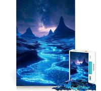 1000-piece Puzzle for Adults Bioluminescent River in A Starry Night Sharp Cut Art Creative Skill Toy Idle Time Game Christmas Calm Gift (38x26cm)