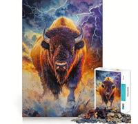 1000-piece Puzzle for Adults Bison Thunderstorm Majesty- Sharp Cut Art Creative Skill Toy Idle Time Game Christmas Calm Gift (38x52cm)