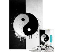 1000 Piece Puzzle For Adults Black And White Yin Yang for Educational Game Challenge Toy for Educational Game A Work of Art Great Gifts for Games (Size 38x26cm)
