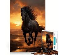 1000 Piece Puzzle For Adults Black Horse Galloping Clean Fit Decor, Brain Activity Fun, Cozy Time Play, Festive Leisure Gift (38x52cm)