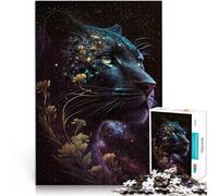 1000 Piece Puzzle For Adults Black Leopard and Flower Challenging Game Puzzles 26x38cm is ideal as gifts for the whole family