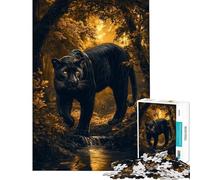 1000 Piece Puzzle For Adults Black Panther in Forest Jigsaws for Adults Hands-on Game Perfect Decoration Deal As Gifts for The Whole Family (Size 38x52cm)