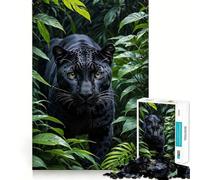 1000 Piece Puzzle For Adults Black Panther in Lush Jungle Foliage Clean Fit Decor, Brain Activity Fun, Cozy Time Play, Festive Leisure Gift (50x75cm)