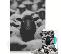 1000 Piece Puzzle For Adults Black Sheep Among White, Brain Teaser Game, Difficult Hard, Improving Love between Couples 38x26cm