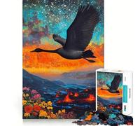 1000 Piece Puzzle For Adults Black Swan Flying Over Volcanic Landscape Clean Fit Decor, Brain Activity Fun, Cozy Time Play, Festive Leisure Gift (50x75cm)