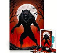 1000 Piece Puzzle For Adults Black Werewolf Under Full Moon Clean Fit Decor, Brain Activity Fun, Cozy Time Play, Festive Leisure Gift (38x52cm)