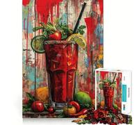 1000 Piece Puzzle For Adults Bloody Mary Cocktail Painting Vibrant Bar Decor Clean Fit Decor, Brain Activity Fun, Cozy Time Play, Festive Leisure Gift (50x75cm)