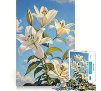 1000 Piece Puzzle For Adults Bloom in White Lilies Clean Fit Decor, Brain Activity Fun, Cozy Time Play, Festive Leisure Gift (38x52cm)