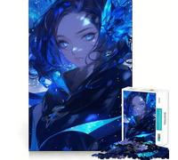 1000 Piece Puzzle For Adults Blue Anime Girl with Crystal Clean Fit Decor, Brain Activity Fun, Cozy Time Play, Festive Leisure Gift (38x26cm)