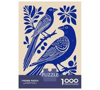 1000 Piece Puzzle for Adults, Blue Bird Illustration Artwork, Mindfulness Activity, Seasonal Gift Choice, Precision Cut Pieces, 70x50cm/1000pcs